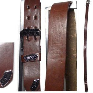 Diesel Embossed Engraved Logo 2-Hole Brown Belt